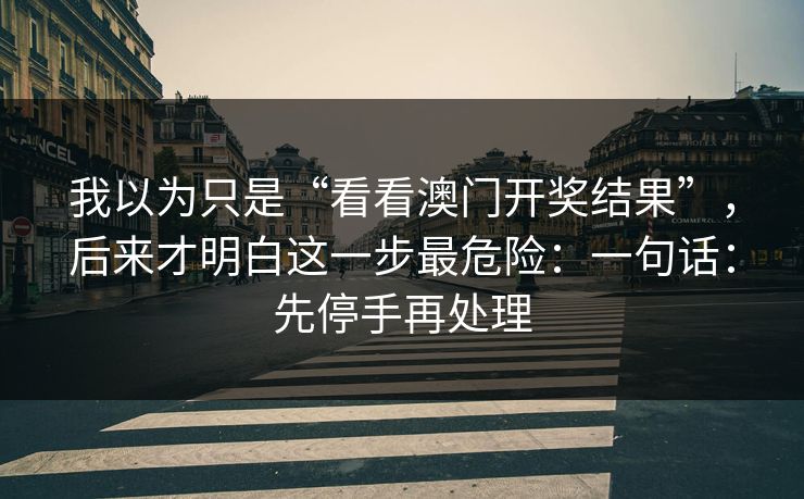 我以为只是“看看澳门开奖结果”，后来才明白这一步最危险：一句话：先停手再处理
